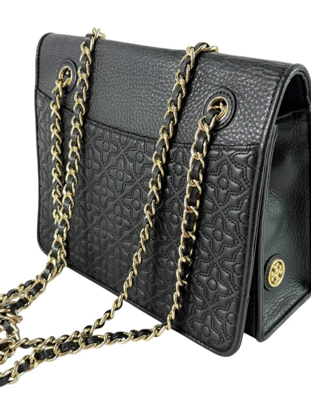 TORY BURCH Bryant Black Leather Crossbody Chain Link Cross Shoulder Bag